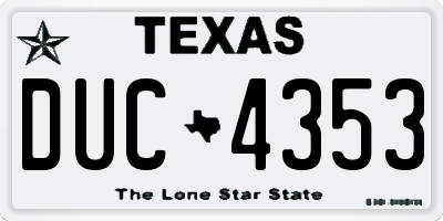 TX license plate DUC4353