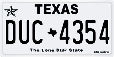 TX license plate DUC4354