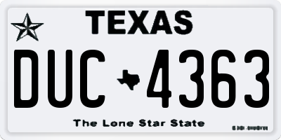 TX license plate DUC4363