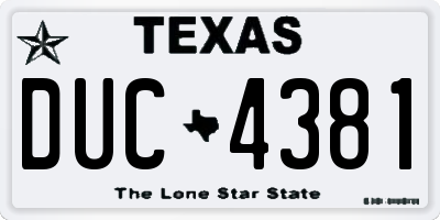 TX license plate DUC4381