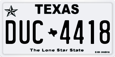 TX license plate DUC4418