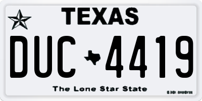 TX license plate DUC4419