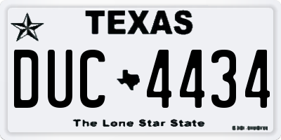 TX license plate DUC4434