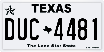 TX license plate DUC4481