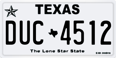 TX license plate DUC4512
