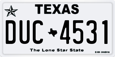 TX license plate DUC4531