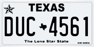 TX license plate DUC4561