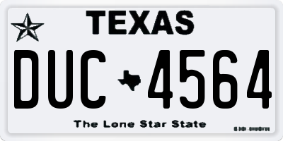 TX license plate DUC4564