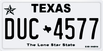 TX license plate DUC4577