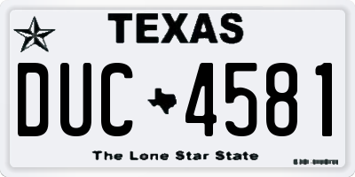 TX license plate DUC4581