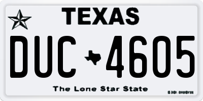 TX license plate DUC4605
