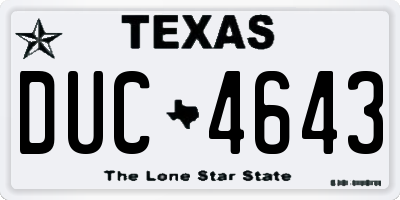 TX license plate DUC4643