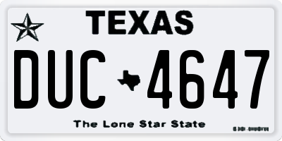 TX license plate DUC4647
