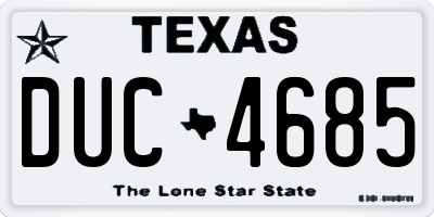 TX license plate DUC4685