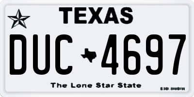 TX license plate DUC4697