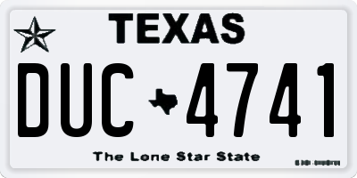 TX license plate DUC4741