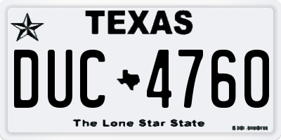 TX license plate DUC4760