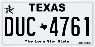 TX license plate DUC4761