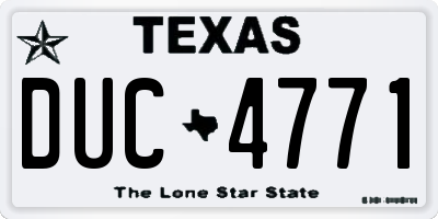 TX license plate DUC4771