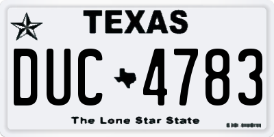 TX license plate DUC4783