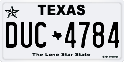 TX license plate DUC4784