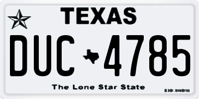 TX license plate DUC4785