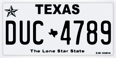 TX license plate DUC4789