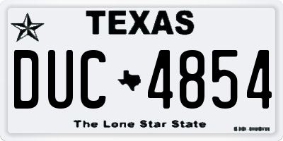 TX license plate DUC4854