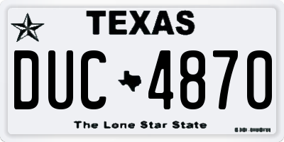 TX license plate DUC4870
