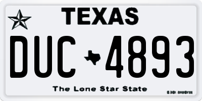 TX license plate DUC4893