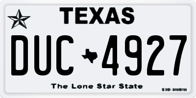 TX license plate DUC4927