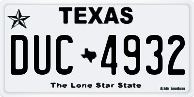 TX license plate DUC4932