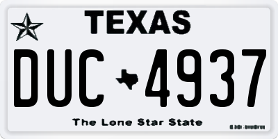 TX license plate DUC4937