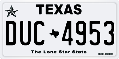 TX license plate DUC4953