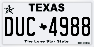 TX license plate DUC4988