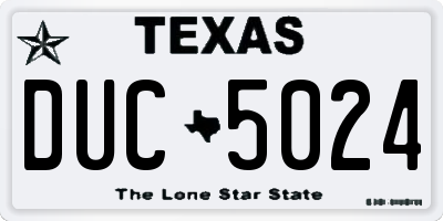 TX license plate DUC5024