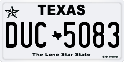 TX license plate DUC5083