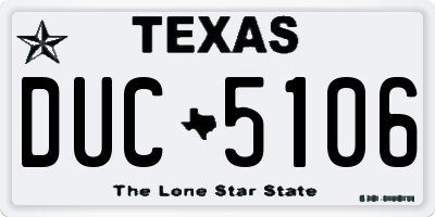 TX license plate DUC5106
