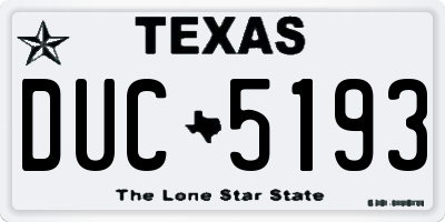 TX license plate DUC5193