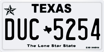 TX license plate DUC5254