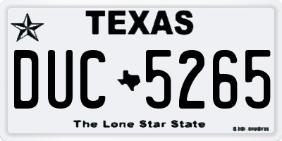 TX license plate DUC5265