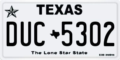 TX license plate DUC5302