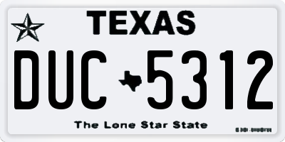 TX license plate DUC5312