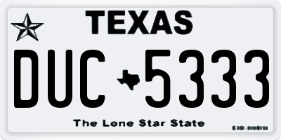 TX license plate DUC5333