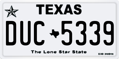 TX license plate DUC5339