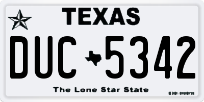 TX license plate DUC5342