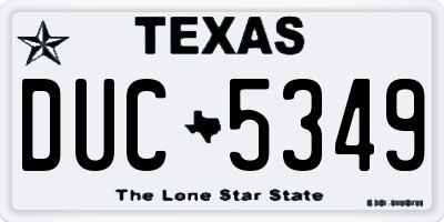 TX license plate DUC5349