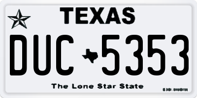 TX license plate DUC5353