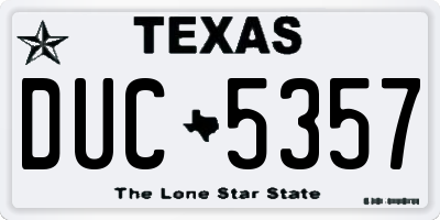 TX license plate DUC5357