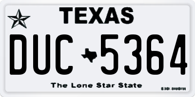 TX license plate DUC5364